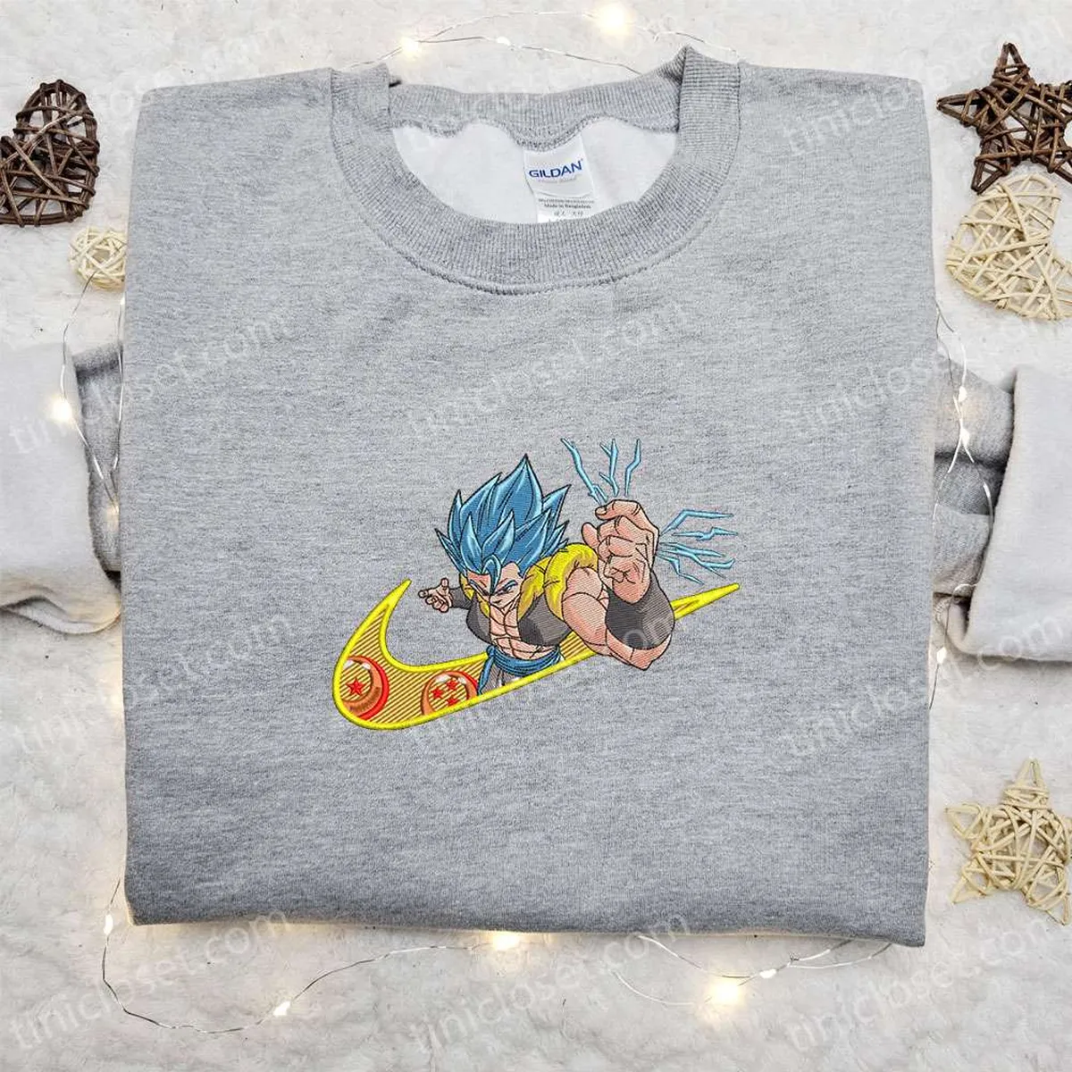 Gogeta x Swoosh Anime Embroidered Sweatshirt, Dragon Ball Embroidered Shirt, Best Birthday Gift Ideas