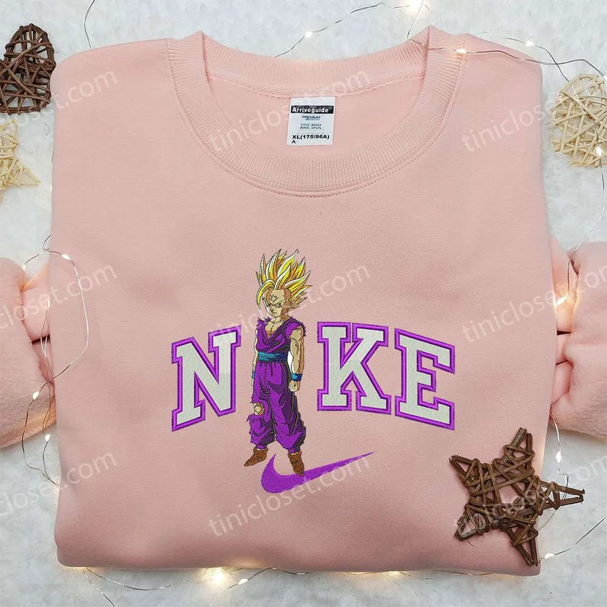 Gohan x Nike Embroidered Shirt, Dragon Ball Embroidered Shirt, Custom Nike Embroidered Shirt