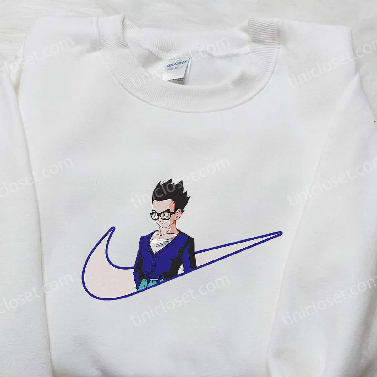 Gohan x Nike Swoosh Anime Embroidered Hoodie, Dragon Ball Embroidered Shirt, Nike Inspired Embroidered Shirt