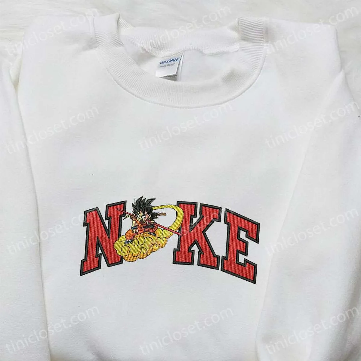 Goku Cloud x Nike Anime Embroidered Tshirt, Dragon Ball Embroidered Shirt, Nike Inspired Embroidered Shirt