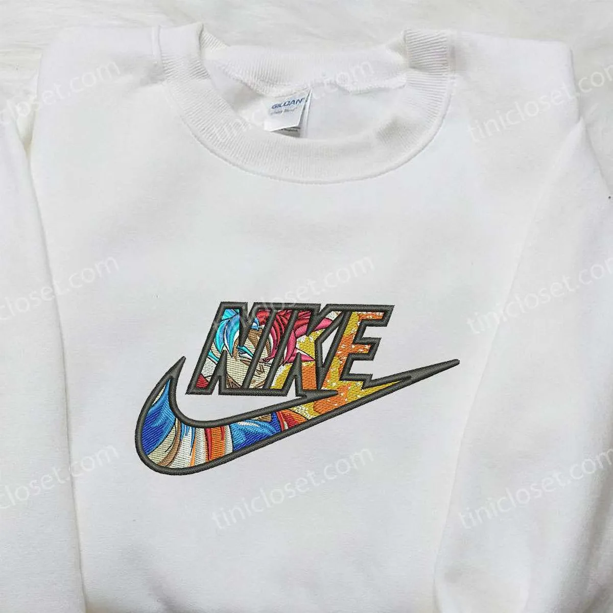 Goku Fire x Nike Embroidered Sweatshirt, Nike Inspired Embroidered Shirt, Best Gift for Family