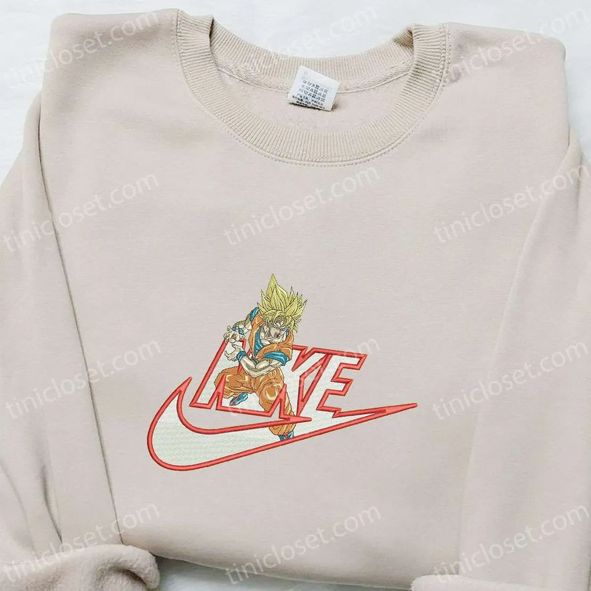 Goku Kameha x Nike Anime Embroidered Sweatshirt, Dragon Ball Embroidered Shirt, Best Gift Ideas for Family