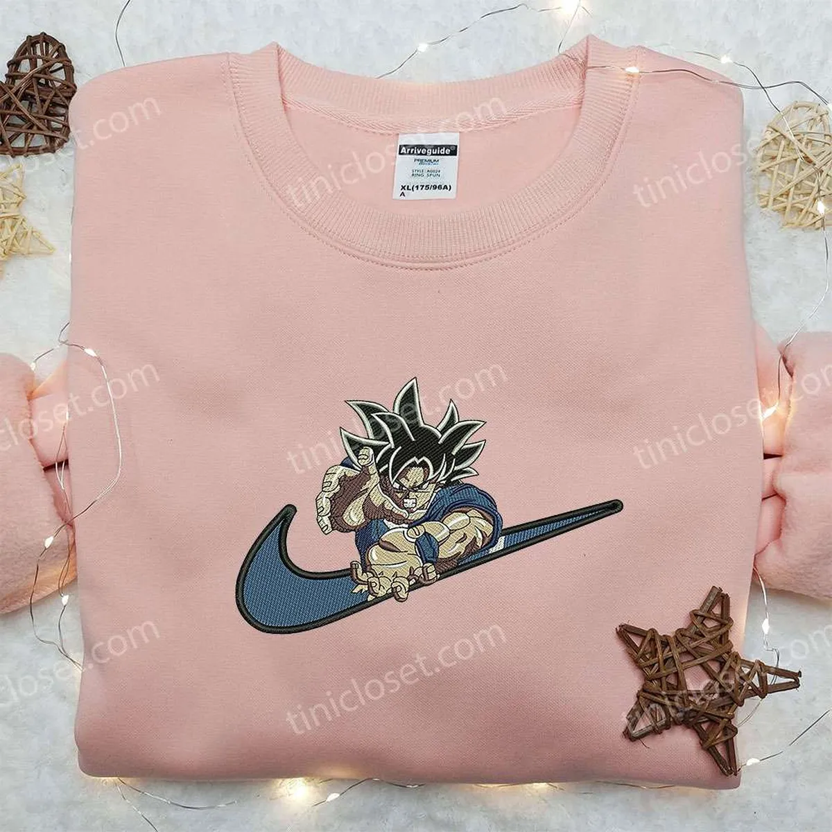 Goku Kamehameha x Nike Swoosh Embroidered Sweatshirt, Dragon Ball Embroidered Shirt, Nike Inspired Embroidered Shirt