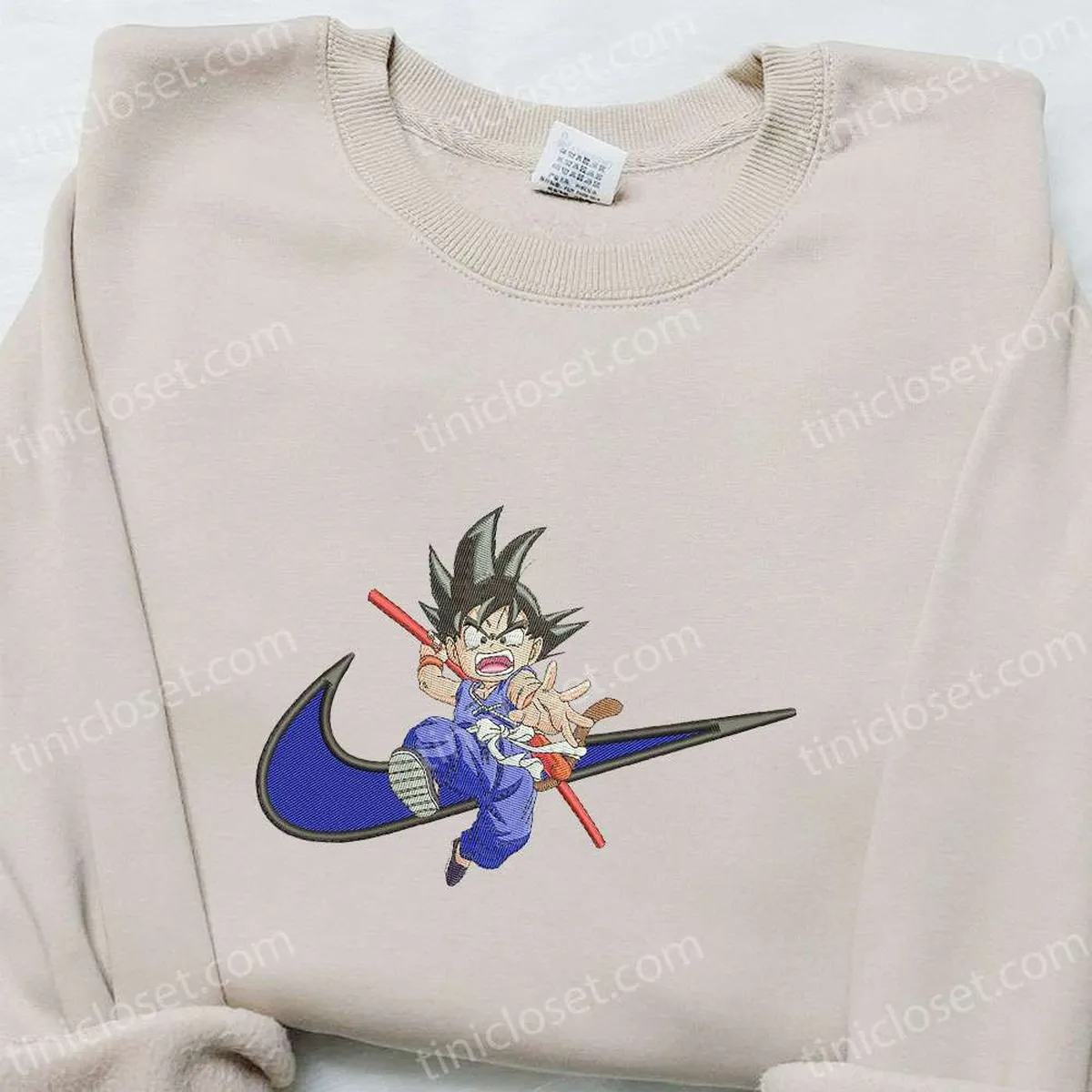 Goku Kid Anime x Swoosh Embroidered Hoodie, Dragon Ball Embroidered Shirt, Cool Anime Clothing