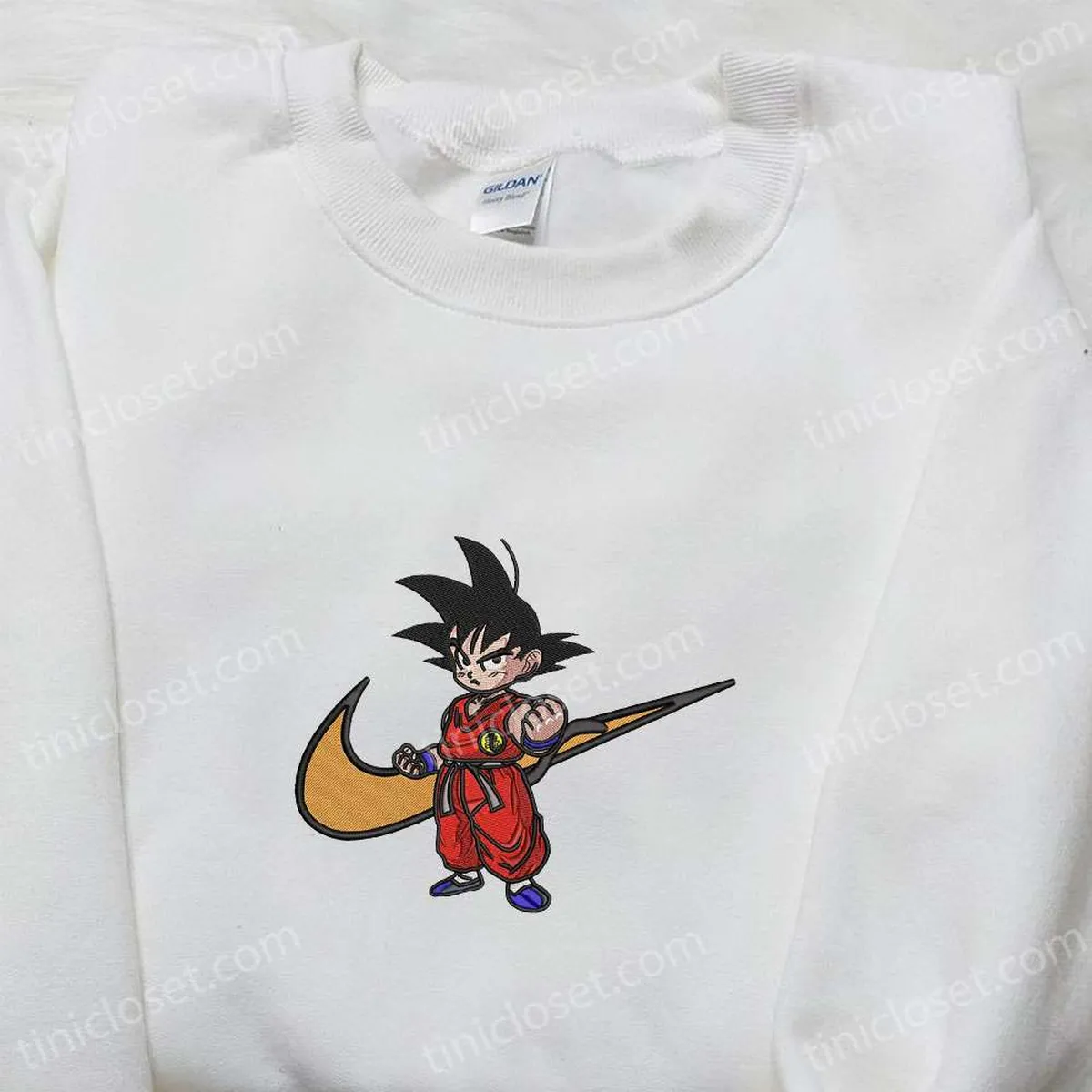 Goku Kid x Nike Swoosh Anime Embroidered Sweatshirt, Dragon Ball Embroidered Sweatshirt, Nike Inspired Embroidered Shirt