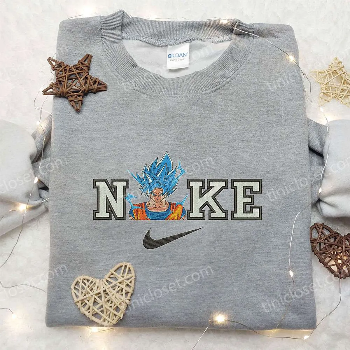 Goku Super Saiyan Blue x Nike Embroidered Sweatshirt, Dragon Ball Embroidered Shirt, Nike Inspired Embroidered Shirt