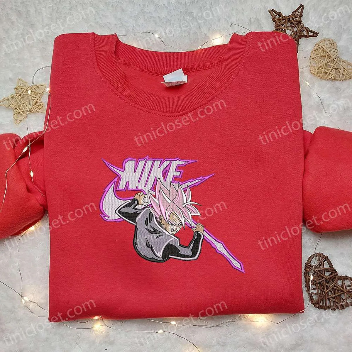 Goku Super Saiyan Rose x Nike Anime Embroidered Shirt, Dragon Ball Embroidered Shirt, Nike Inspired Embroidered Shirt