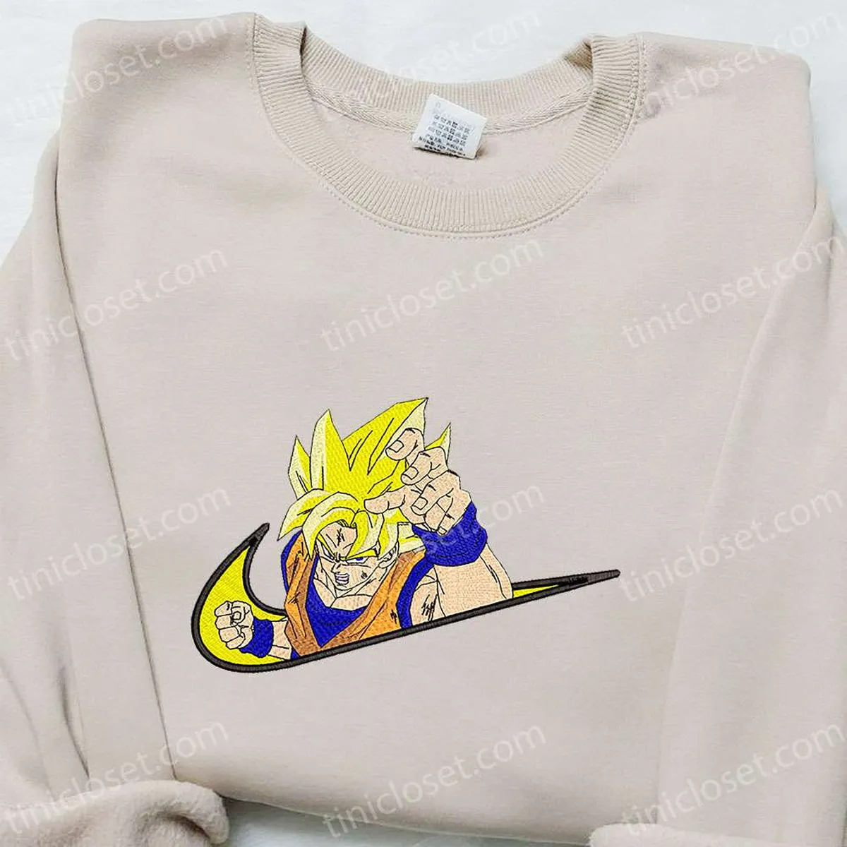 Goku Super Saiyan x Swoosh Anime Embroidered Hoodie, Cool Anime Clothing, Best Gift Ideas for Family