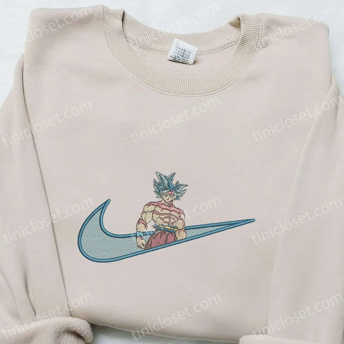 Goku Ultra Instinct Anime x Swoosh Embroidered Hoodie, Dragon Ball Embroidered Shirt, Cool Anime Clothing