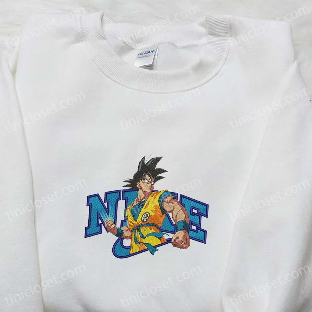 Goku x Nike Anime Embroidered Shirt, Dragon Ball Embroidered Shirt, Nike Inspired Embroidered Shirt