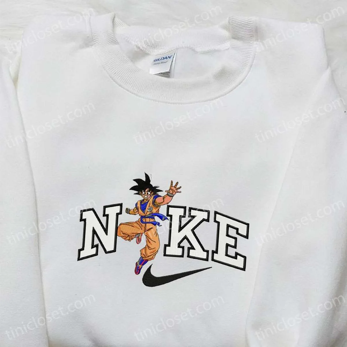 Goku x Nike Anime Embroidered Shirt, Dragon Ball Embroidered Sweatshirt, Nike Inspired Embroidered Shirt