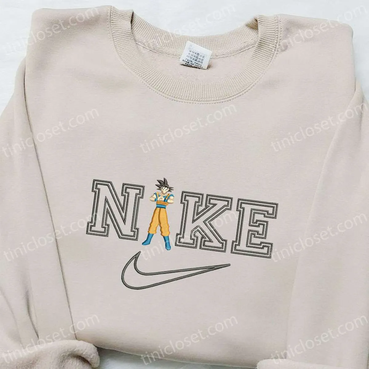 Goku x Swoosh Embroidered Sweatshirt, Nike Inspired Embroidered Hoodie, Best Birthday Gift Ideas