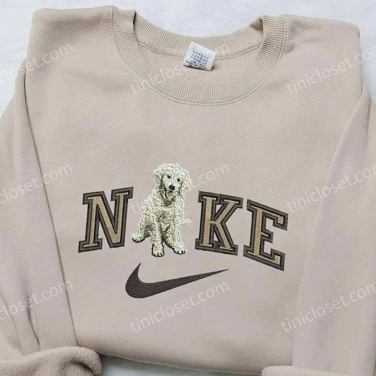 Golden Retriever x Nike Embroidered Shirt, Animal Embroidered Shirt, Custom Nike Embroidered Shirt