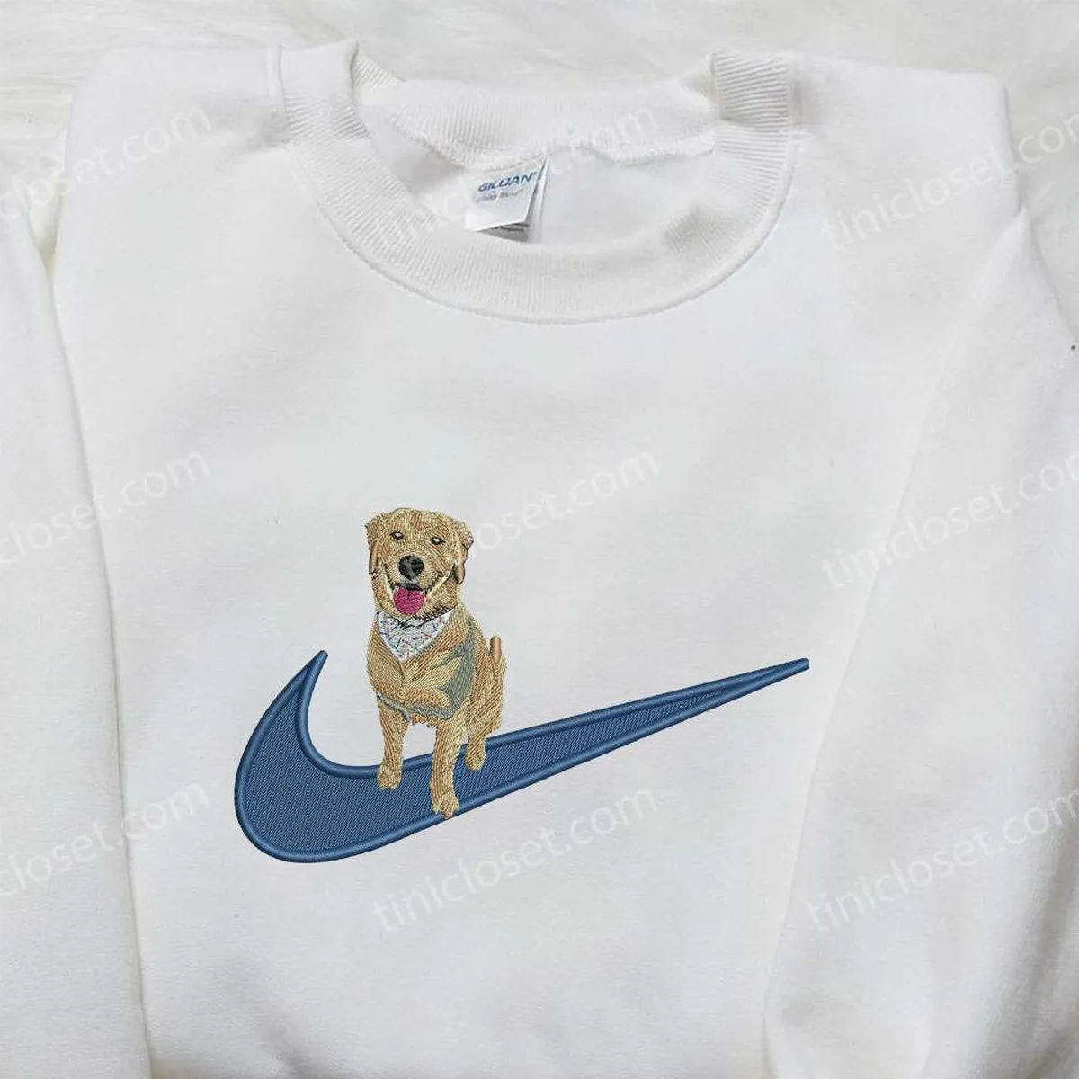 Golden Retriever x Nike Embroidered Shirt, Animal Embroidered Shirt, Custom Nike Embroidered Shirt