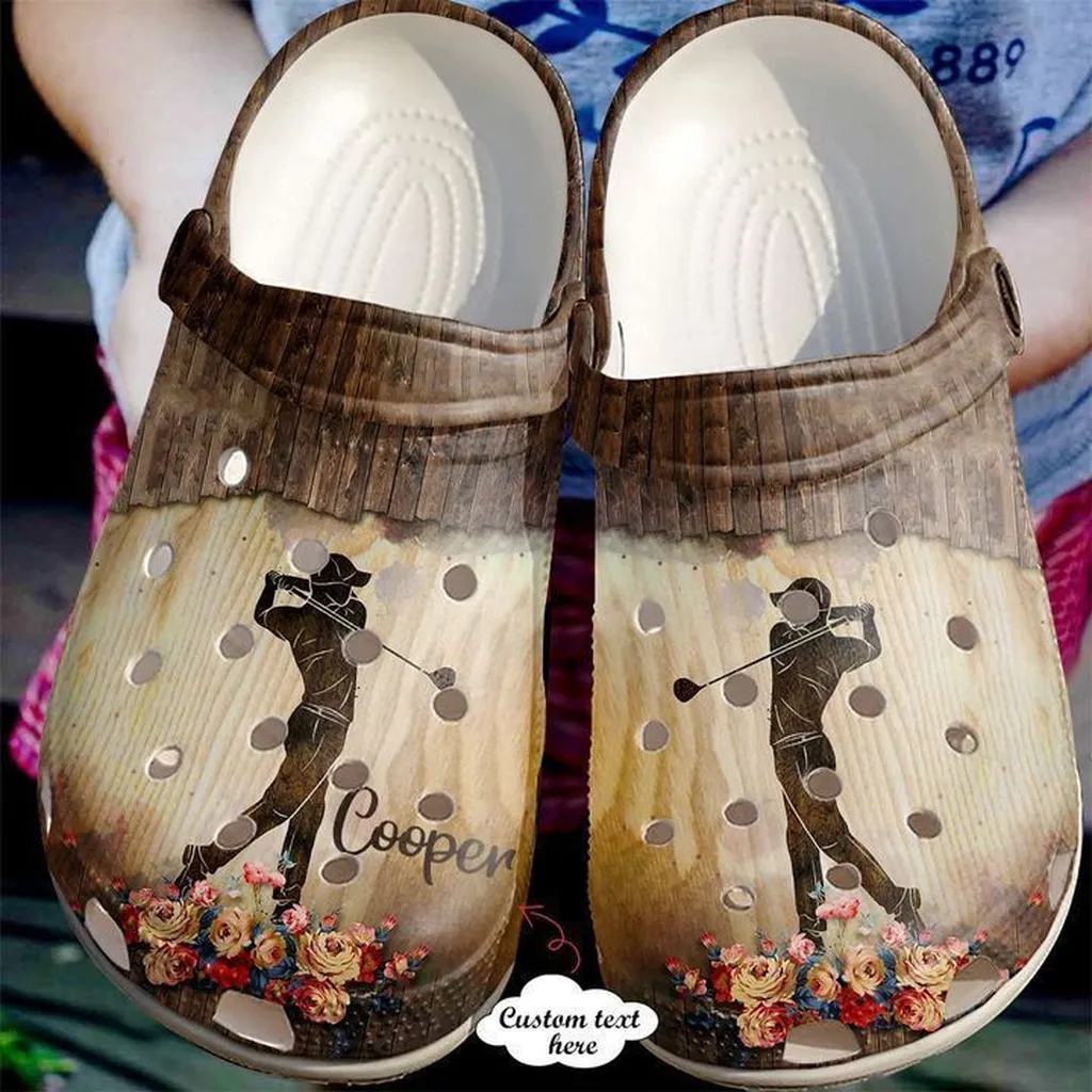 Golf Personalized Wooden Crocs Clog