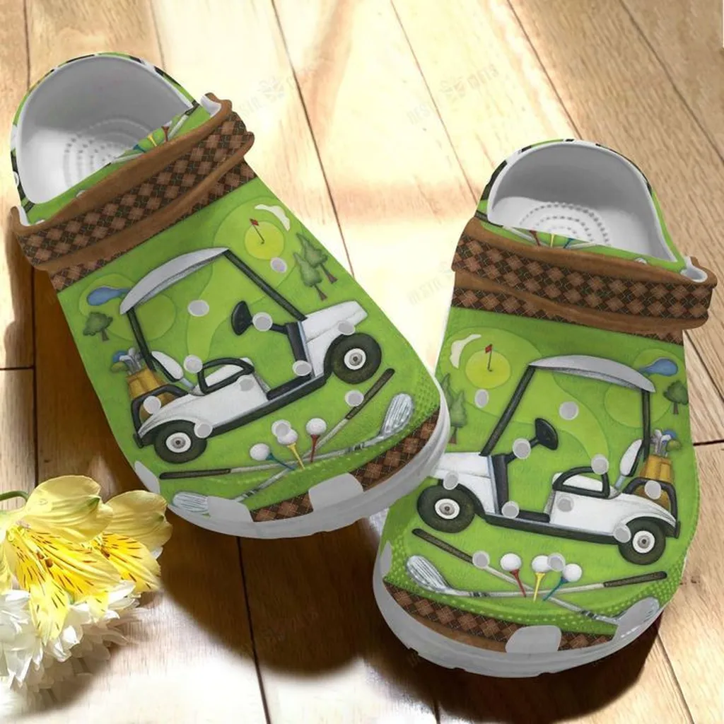 Golf White Sole Golf Cart Crocs, Personalized Crocs Classic Clogs