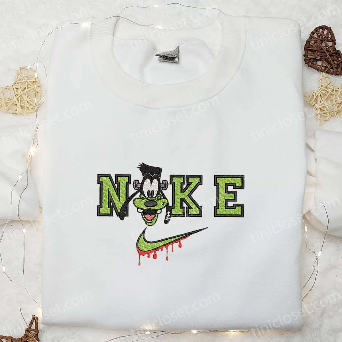 Goofy Frankenstein x Nike Embroidered Hoodie, Nike Inspired Embroidered Shirt, Best Halloween Gift Ideas