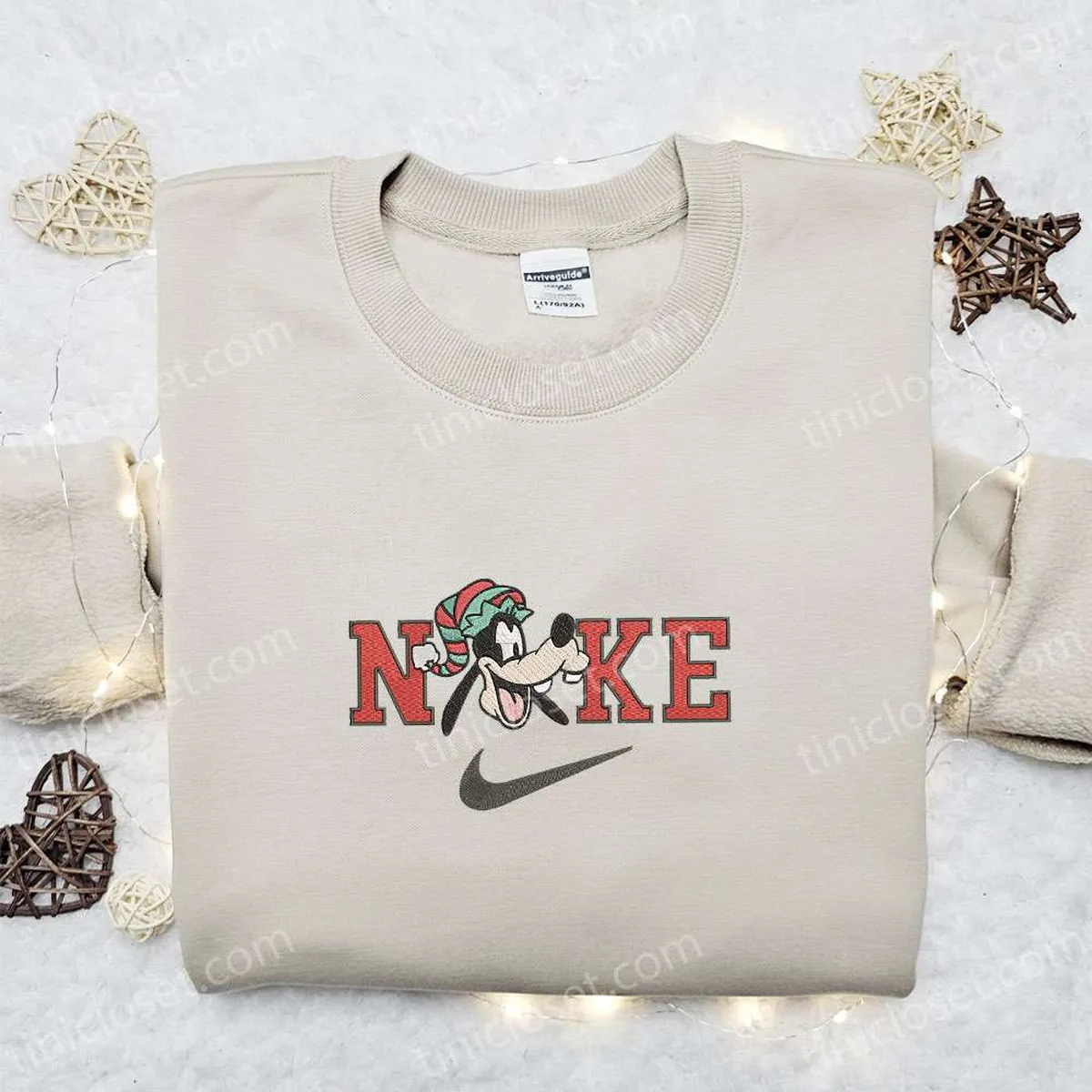 Goofy Head Xmas Disney x Nike Embroidered Sweatshirt, Cartoon Christmas Embroidered Shirt, Best Christmas Gift Ideas