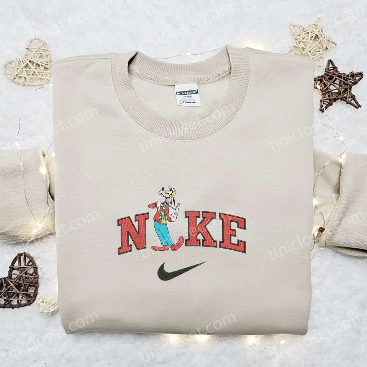 Goofy Read Book x Nike Embroidered Sweatshirt, Disney Characters Movie Embroidered Shirt, Best Gift Ideas