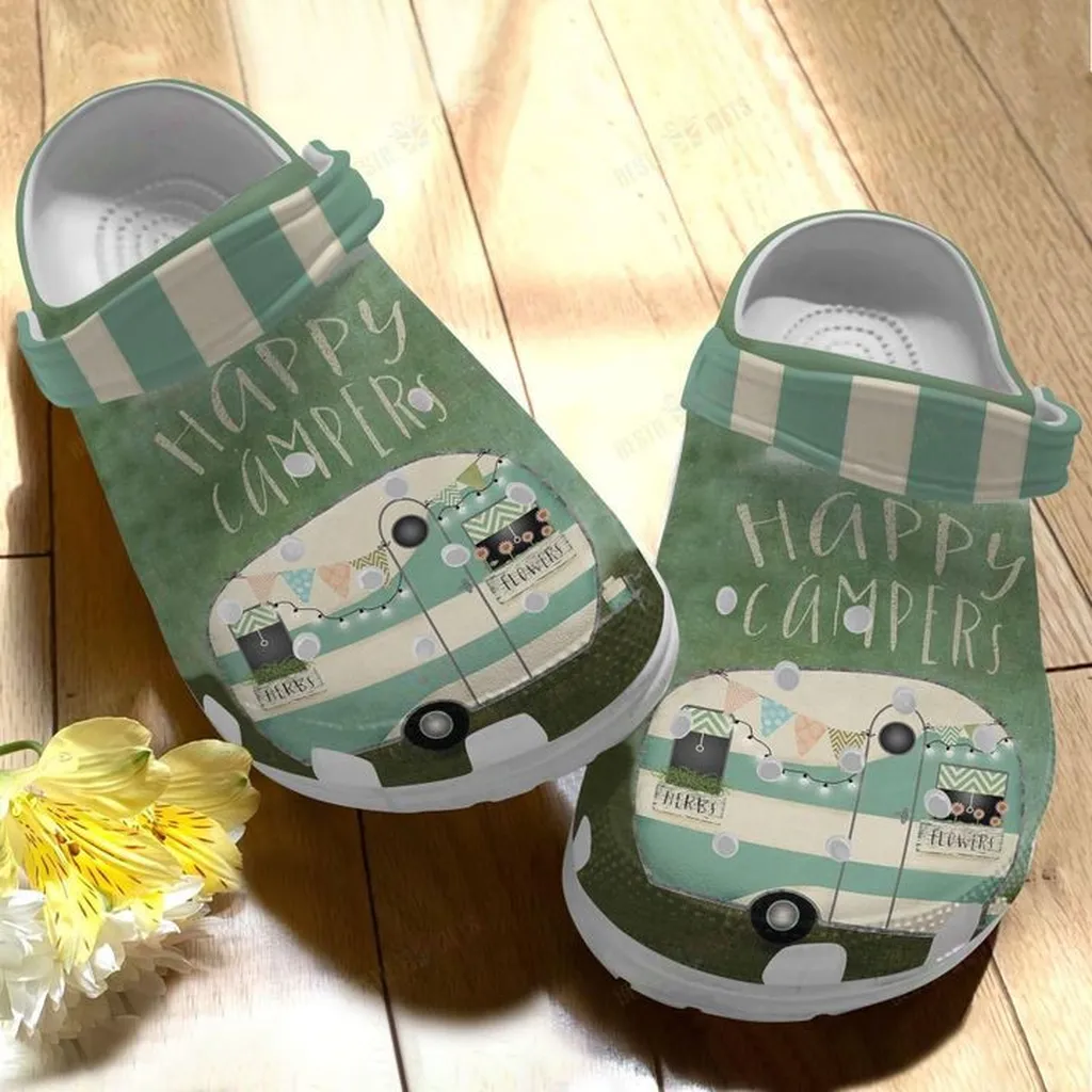 Green Camping Crocs, Personalized Crocs Classic Clogs