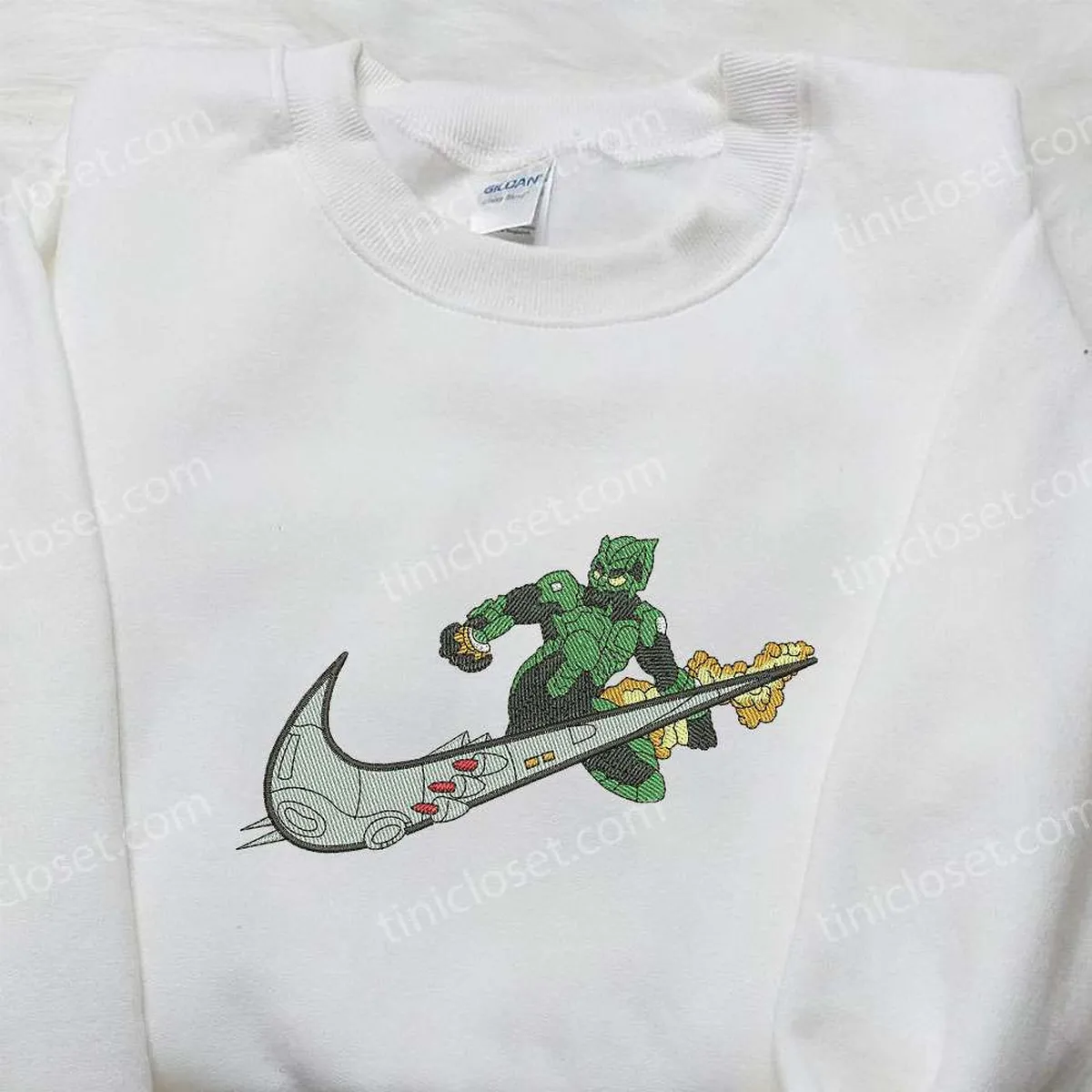 Green Goblin x Nike Embroidered Shirt, Spider-Man Embroidered Shirt, Nike Inspired Embroidered Shirt