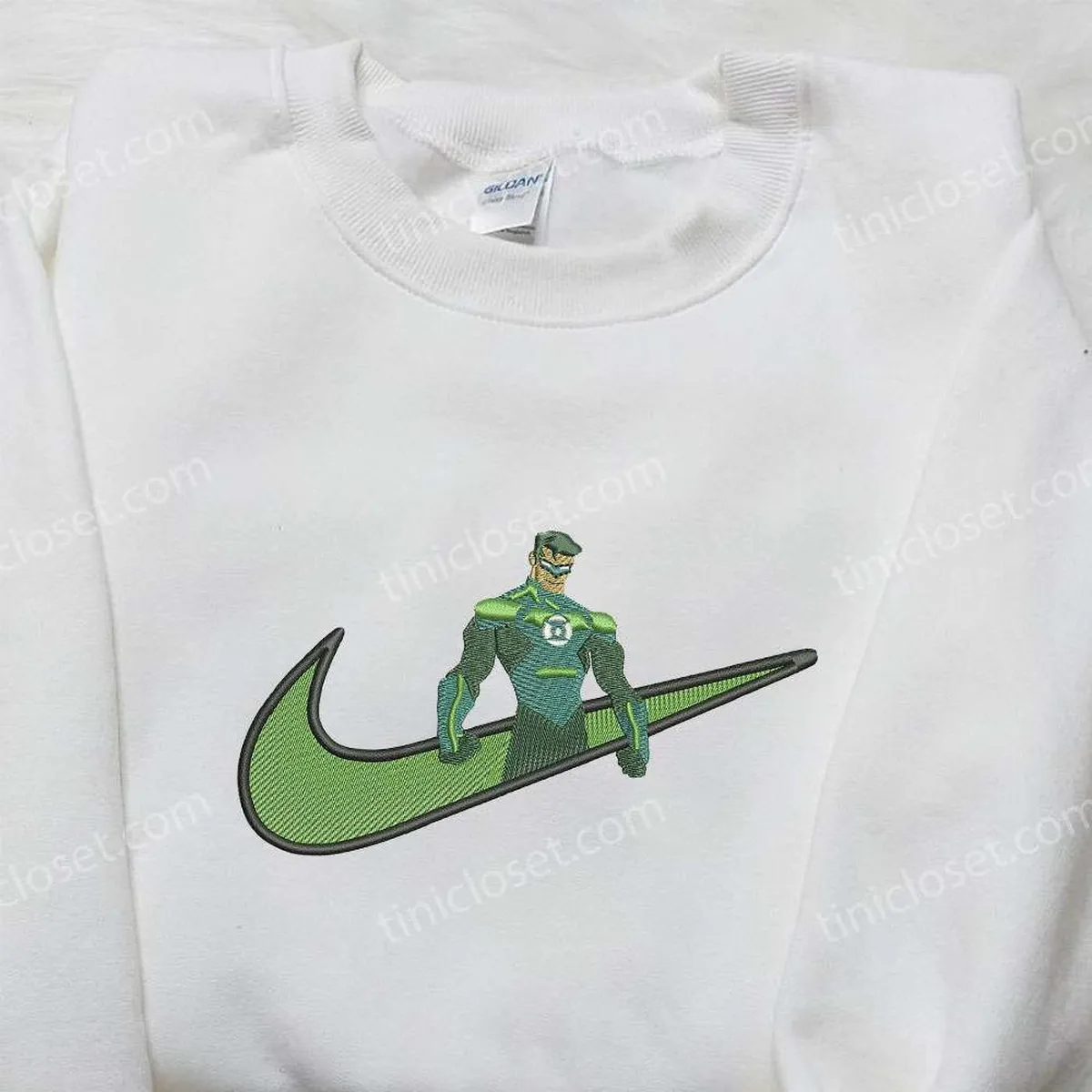 Green Lantern x Nike Embroidered Shirt, American Comic Strip Superhero Embroidered Shirt, Nike Inspired Embroidered Shirt