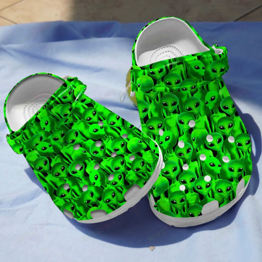 Green Packed Aliens Halloween Crocs Classic Clogs