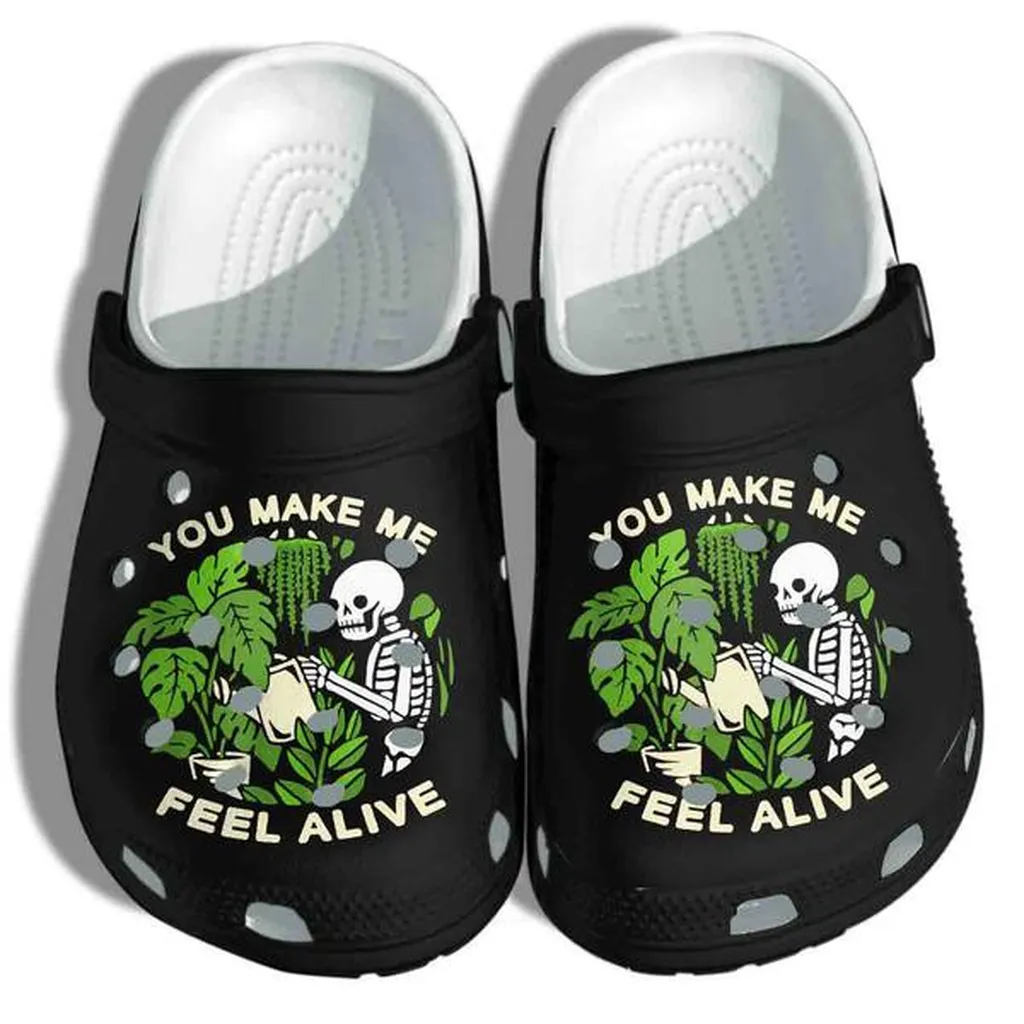 Green Plant Skull Tattoo Crocs Clog