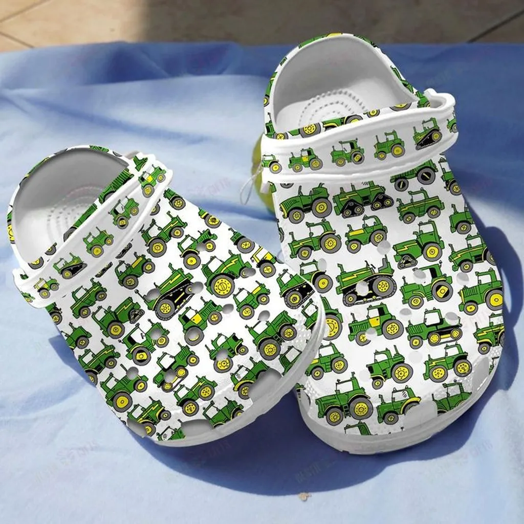 Green Tractors Collection Crocs, Personalized Crocs Classic Clogs