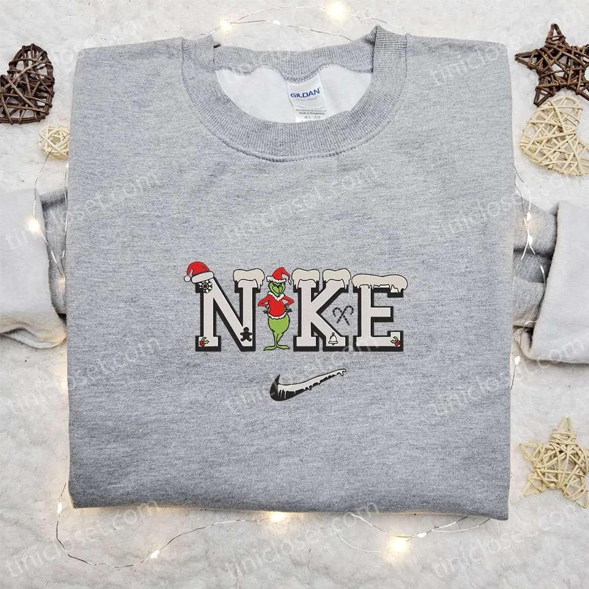 Grinch Christmas Elements x Nike Embroidered Shirt, Christmas Embroidered Hoodie, Best Gift Ideas