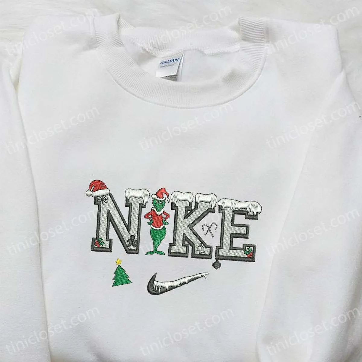 Grinch Christmas x Nike Movie Embroidered Hoodie, Nike Inspired Embroidered Shirt, Best Christmas Gift Ideas