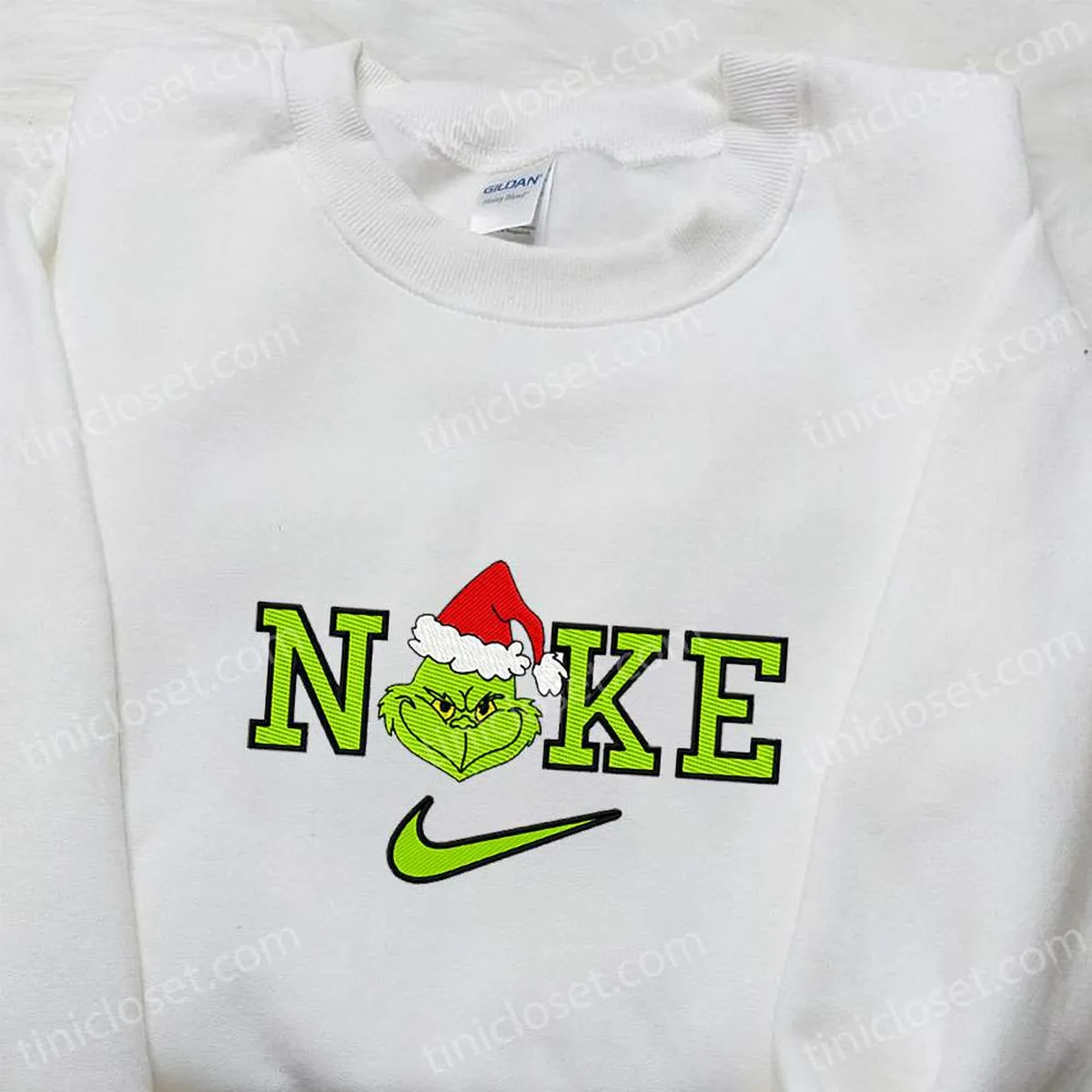 Grinch Christmas x Nike Movie Embroidered Sweatshirt, Nike Inspired Embroidered Shirt, Best Christmas Gift Ideas