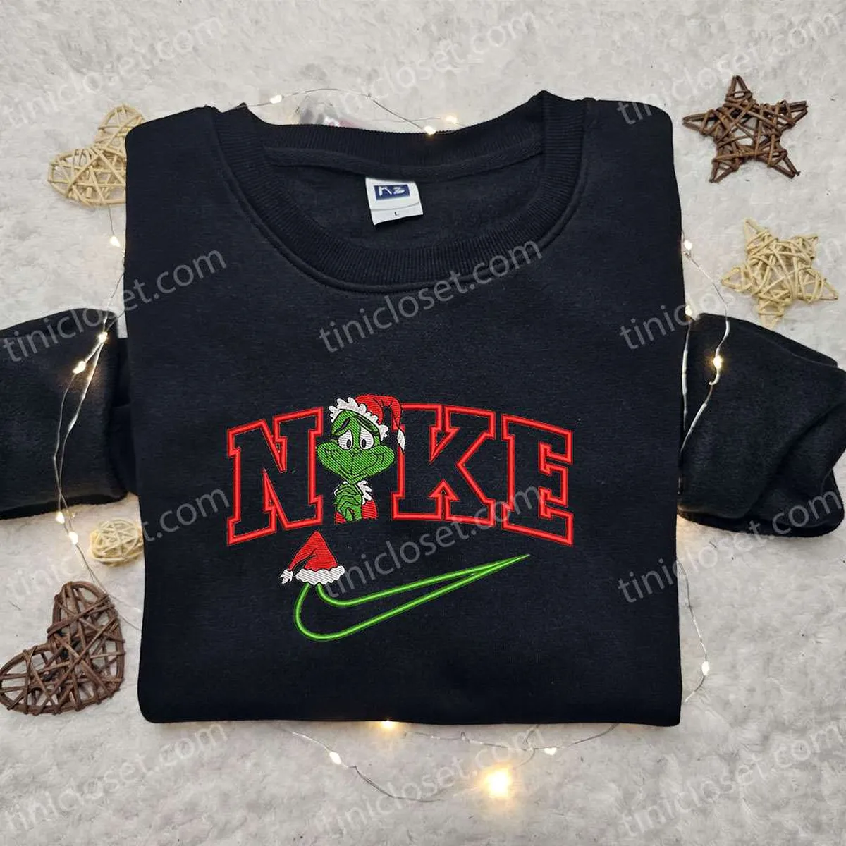 Grinch Christmas x Nike Movie Embroidered Tshirt, Nike Inspired Embroidered Shirt, Best Christmas Gift Ideas