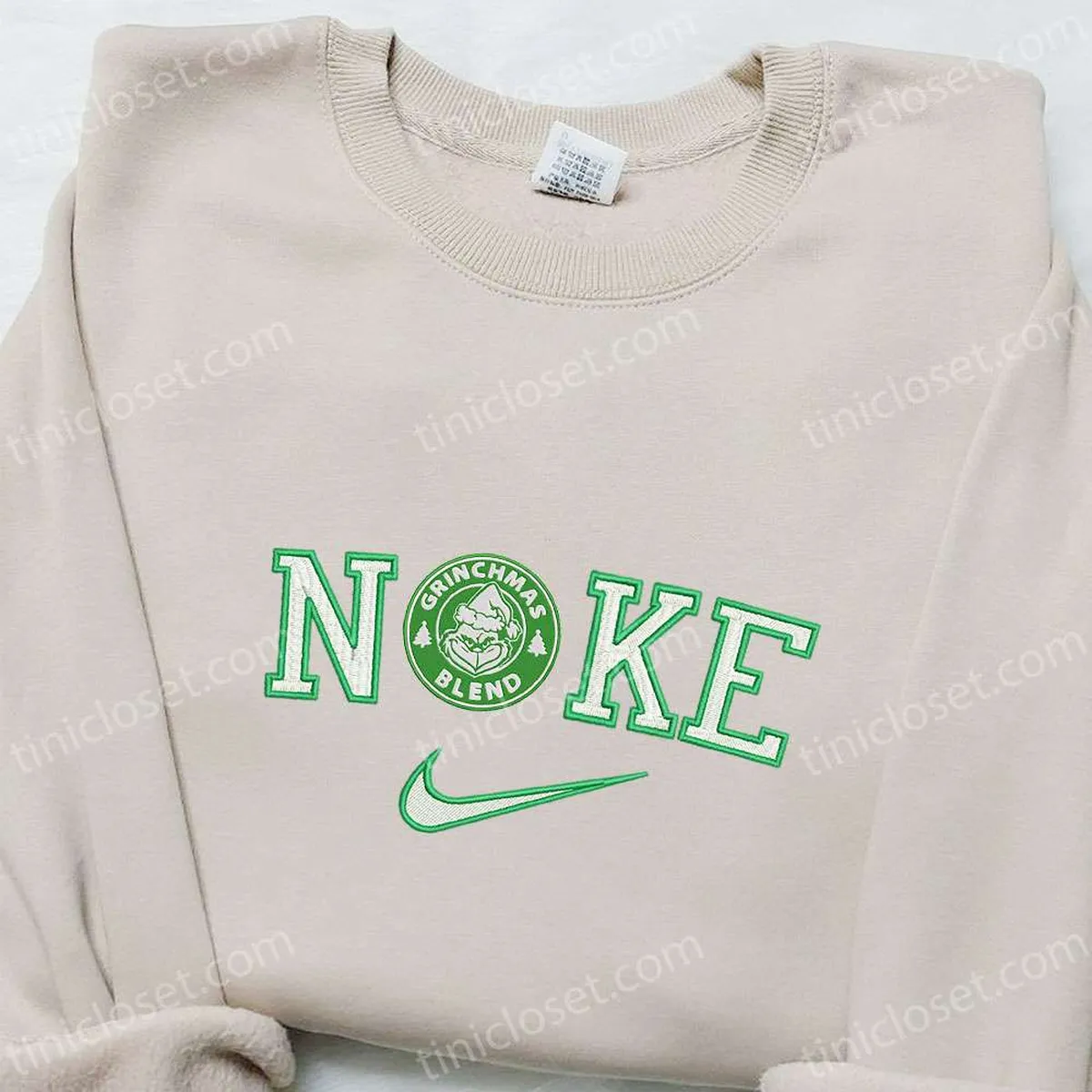 Grinch Circle Blend x Nike Christmas Embroidered Sweatshirt, Movie Christmas Embroidered Shirt, Best Christmas Gift Ideas