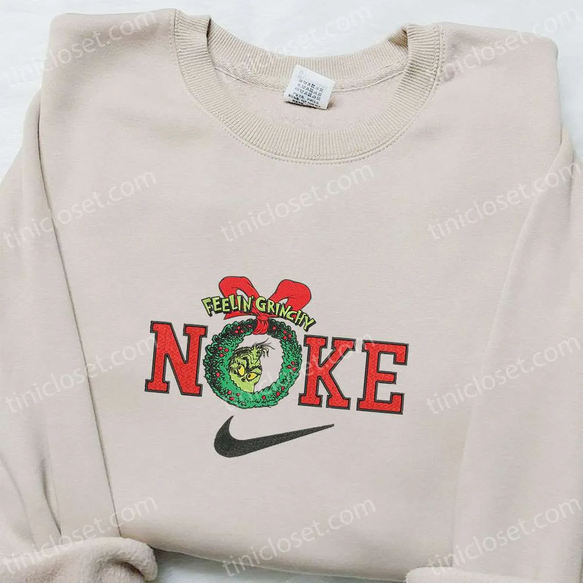 Grinch Feelin Grinchy x Nike Christmas Embroidered Sweatshirt, Movie Christmas Embroidered Shirt, Best Christmas Gift Ideas