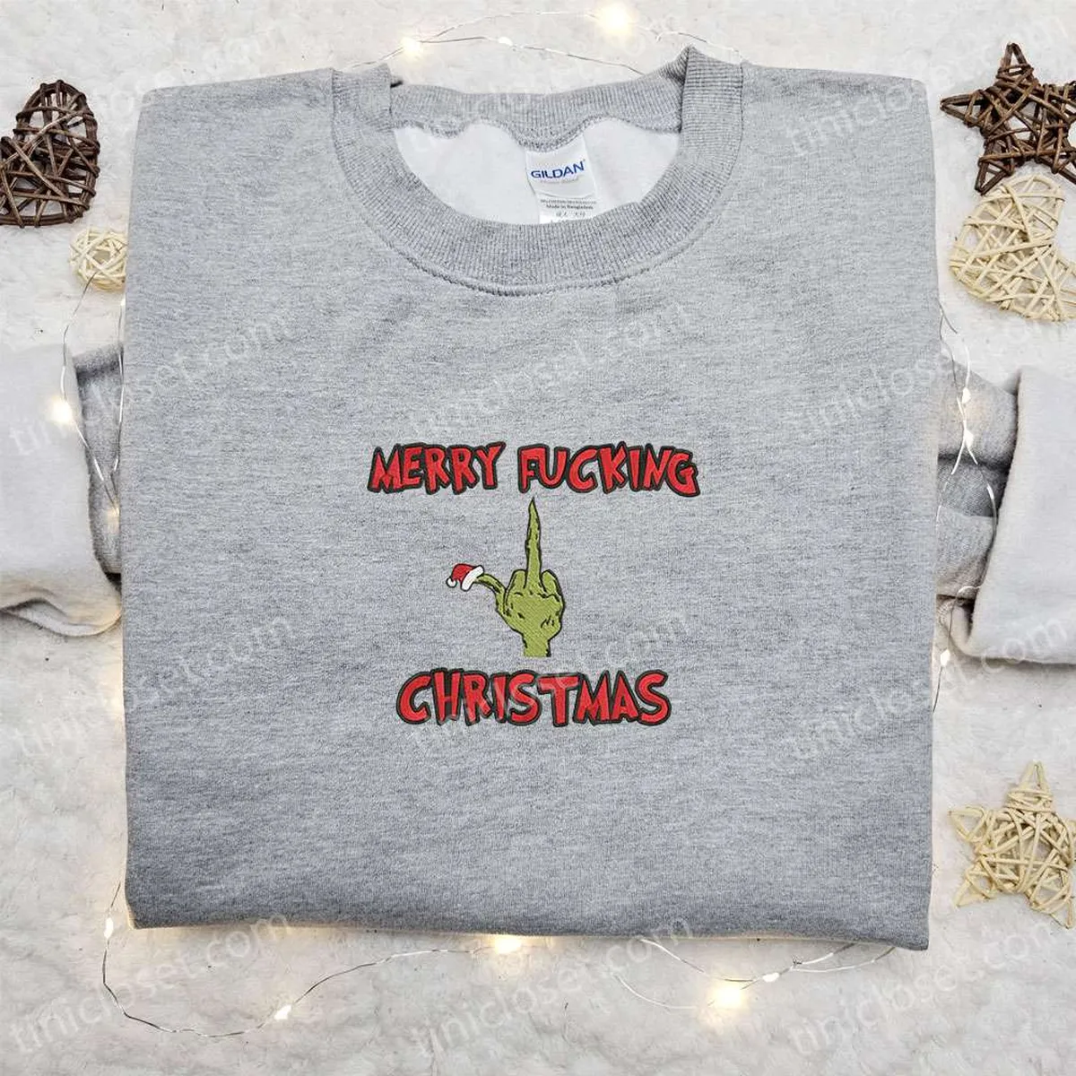 Grinch Hand Merry Christmas x Nike Christmas Embroidered Sweatshirt, Movie Embroidered Shirt, Best Christmas Gift Ideas