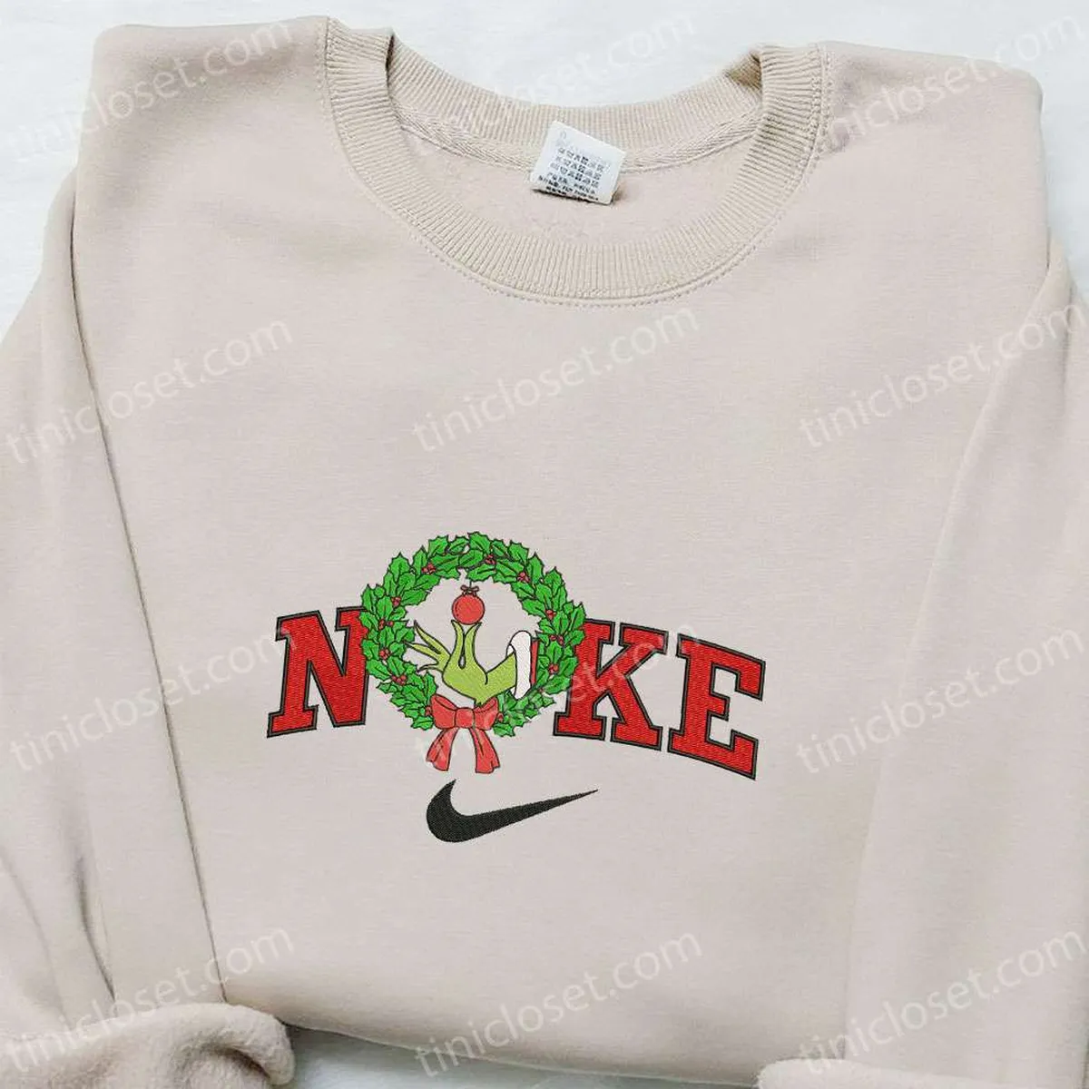 Grinch Hand x Nike Christmas Embroidered Sweatshirt, Movie Christmas Embroidered Shirt, Best Christmas Gift Ideas