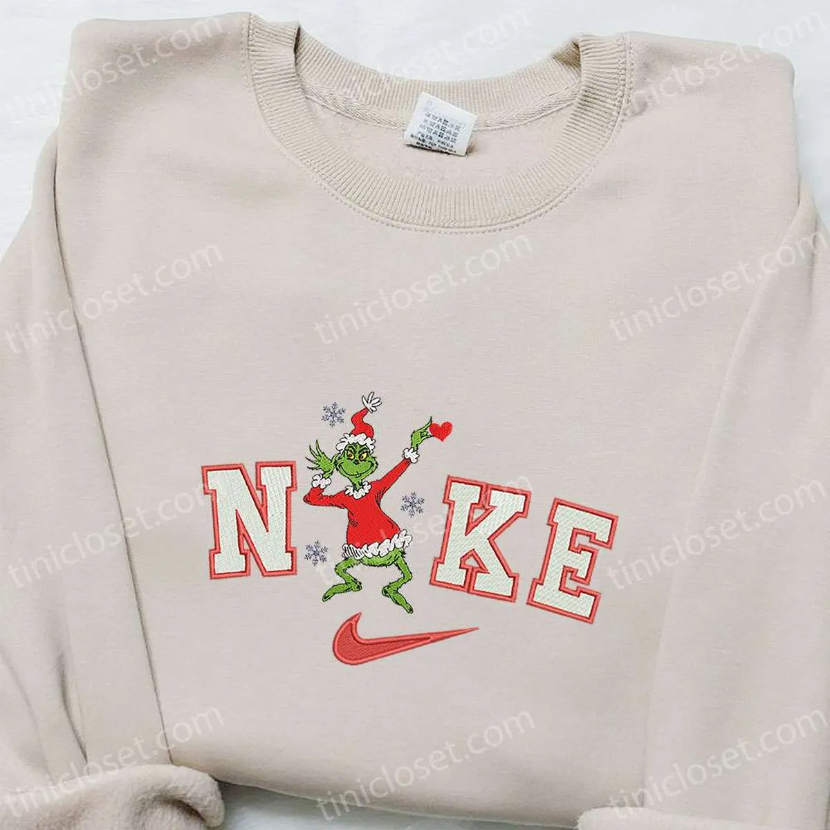 Grinch Love Snow x Nike Christmas Embroidered Sweatshirt, Movie Christmas Embroidered Shirt, Best Christmas Gift Ideas