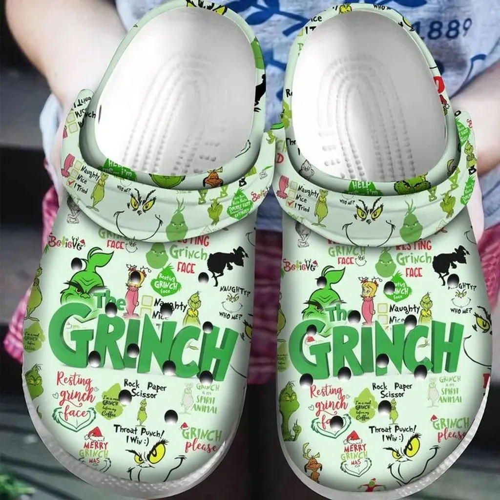 Grinch Pattern Christmas Crocs Crocband Clog