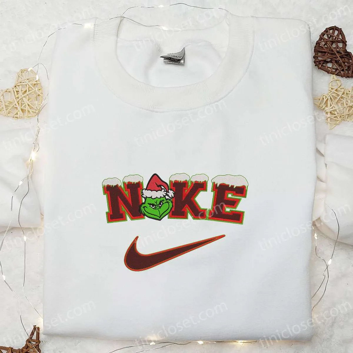 Grinch Xmas Snow x Nike Embroidered Shirt, Christmas Embroidered Hoodie, Best Gifts For Family