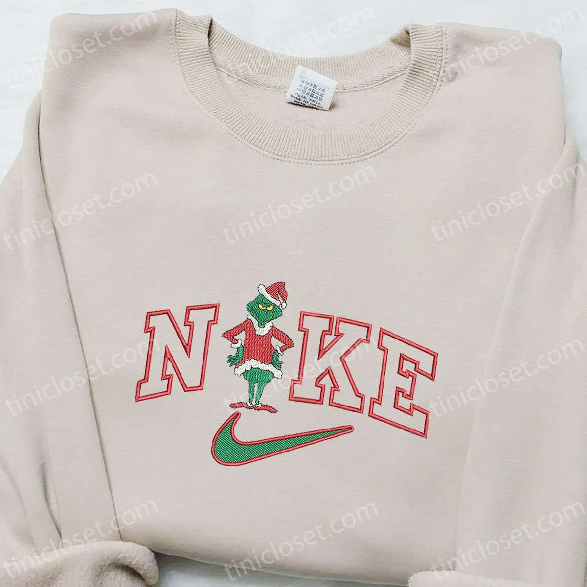 Grinch Xmas x Nike Embroidered Hoodie, Nike Inspired Embroidered Hoodie, Best Christmas Gift Ideas