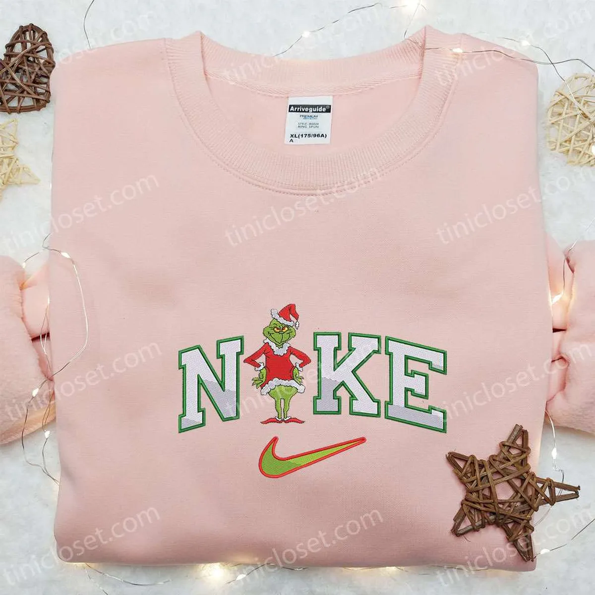 Grinch Xmas x Nike Embroidered Shirt, Christmas Embroidered Hoodie, Best Gifts For Family