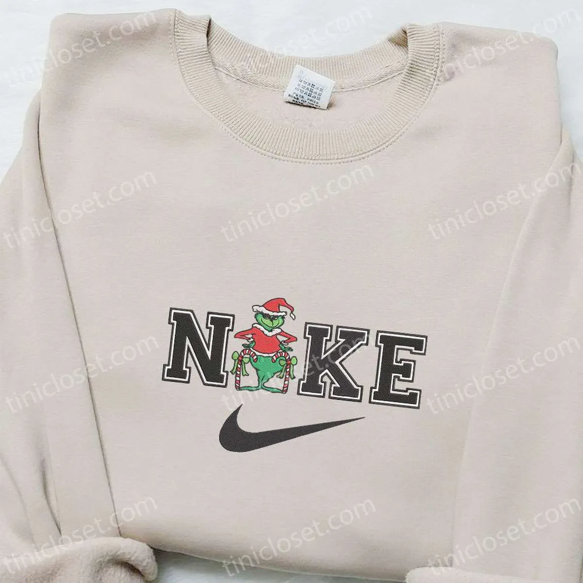 Grinch Xmas x Nike Embroidered Shirt, Christmas Embroidered Hoodie, Best Gifts For Family