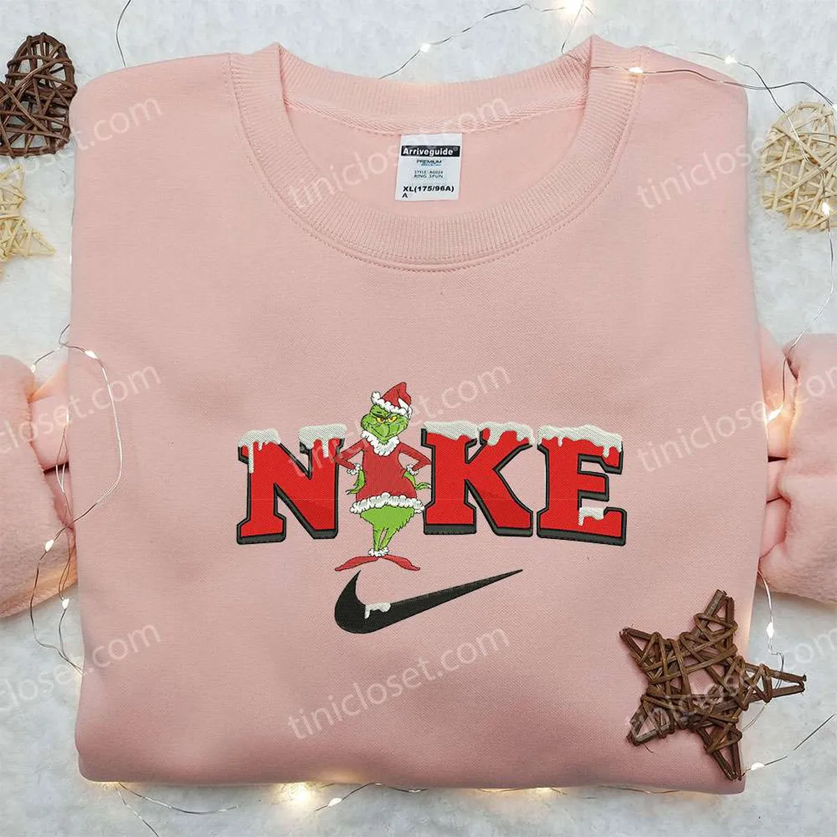 Grinch Xmas x Nike Embroidered Sweatshirt, Nike Inspired Embroidered Shirt, Best Christmas Gift Ideas