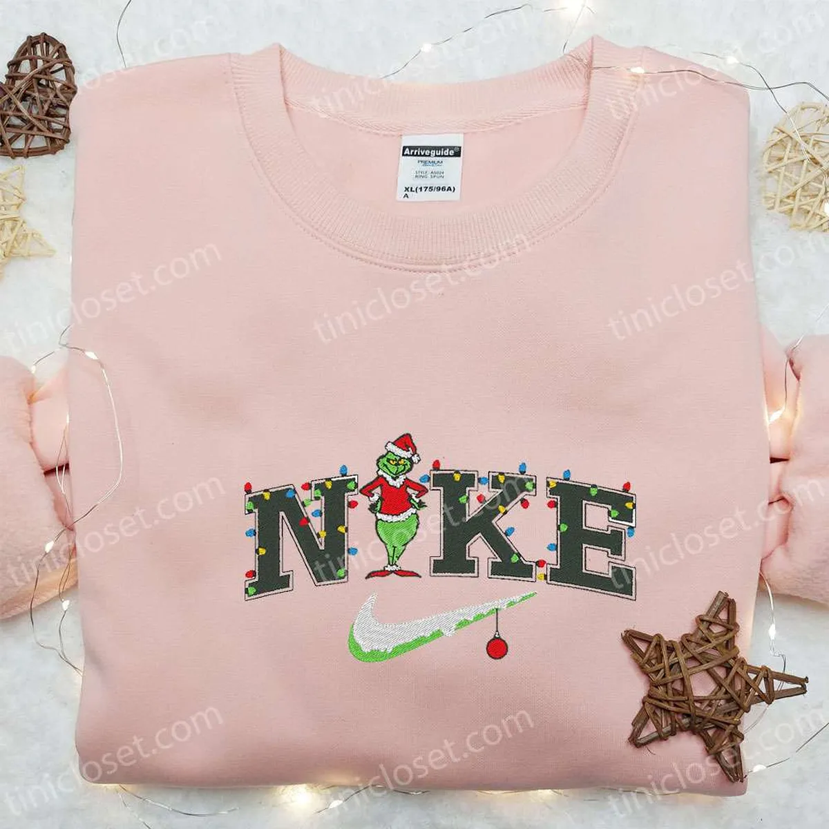 Grinch Xmas x Nike Movie Embroidered Sweatshirt, Nike Inspired Embroidered Shirt, Best Christmas Gift Ideas