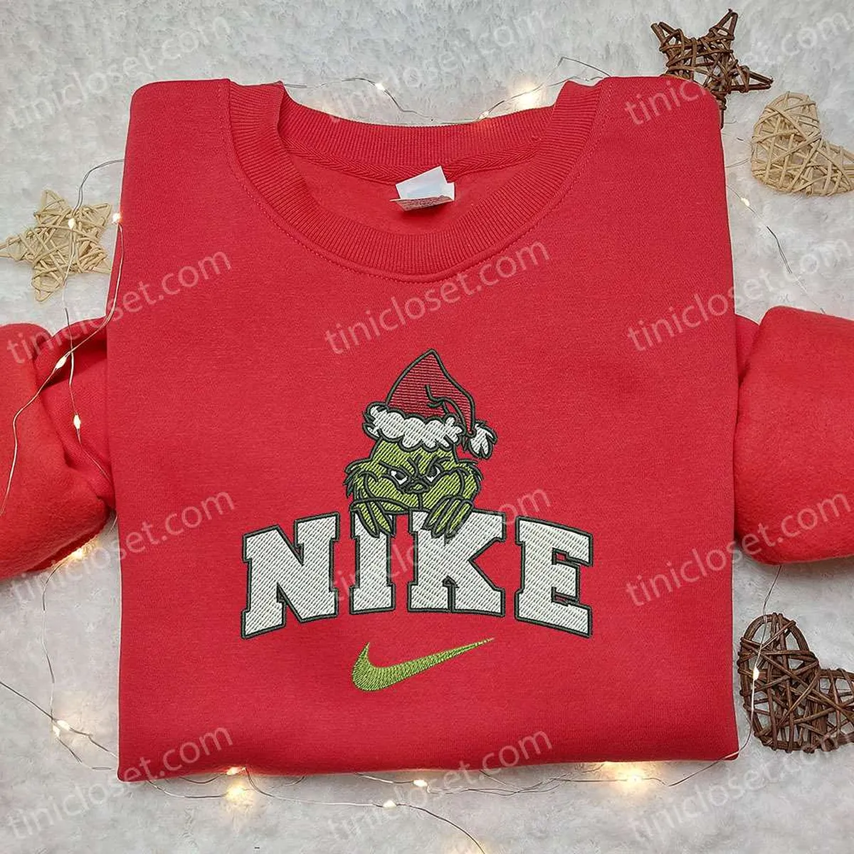 Grinch Xmas x Nike Movie Embroidered Tshirt, Nike Inspired Embroidered Shirt, Best Christmas Gift Ideas