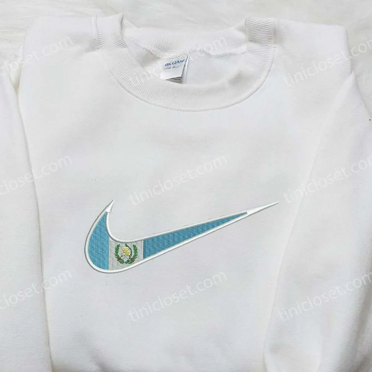 Guatemala Flag x Nike Embroidered Shirt, Custom Nike Embroidered Shirt, National Flag Embroidered Shirt