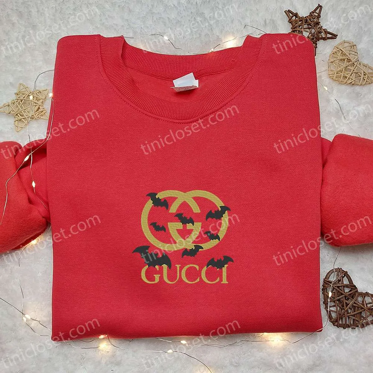 Gucci Logo With Bats Embroidered Shirt, Halloween Embroidered Hoodie, Best Gifts For Family