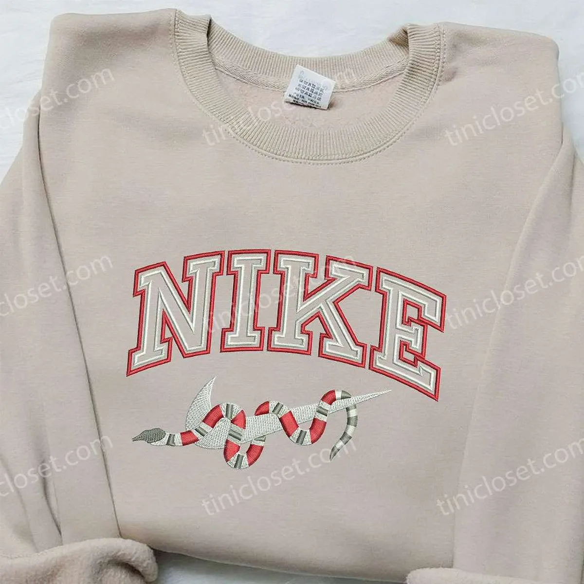 Gucci Snake x Nike Embroidered Sweatshirt, Brand Embroidered Shirt, Nike Inspired Embroidered Shirt