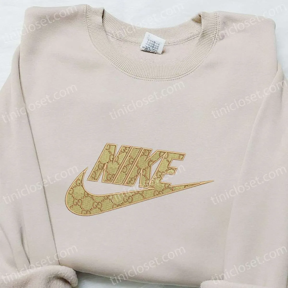 Gucci x Nike Embroidered Shirt, Nike Inspired Embroidered Hoodie, Custom Nike Embroidered T-shirt